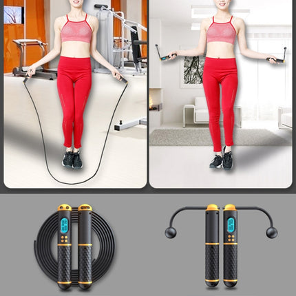 Rope / Cordless Dual-use Version Student Exam Exercise Fitness Smart Counting Skipping Rope with Load Weight(Black Yellow )-garmade.com