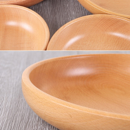 Round Fruit Plate Salad Bowl Thick Wood Dried Fruit Plate Fruit Sushi Plate, Specification: 15cm-garmade.com