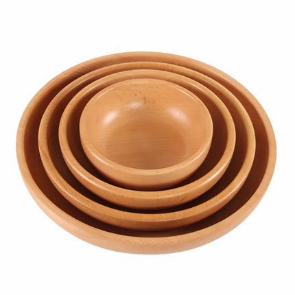 Round Fruit Plate Salad Bowl Thick Wood Dried Fruit Plate Fruit Sushi Plate, Specification: 15cm-garmade.com