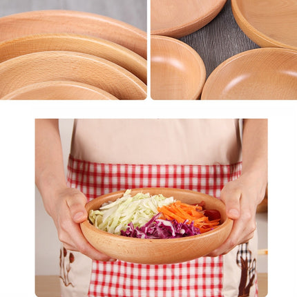 Round Fruit Plate Salad Bowl Thick Wood Dried Fruit Plate Fruit Sushi Plate, Specification: 15cm-garmade.com