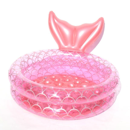 Inflatable Mermaid Shape Pool Home Children Baby Pink Round Swimming Pool Floating Air Cushion, Size: 90cm-garmade.com