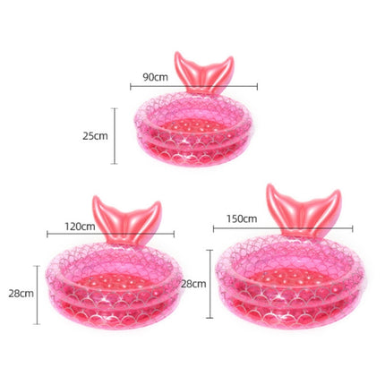 Inflatable Mermaid Shape Pool Home Children Baby Pink Round Swimming Pool Floating Air Cushion, Size: 90cm-garmade.com