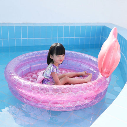 Inflatable Mermaid Shape Pool Home Children Baby Pink Round Swimming Pool Floating Air Cushion, Size: 90cm-garmade.com