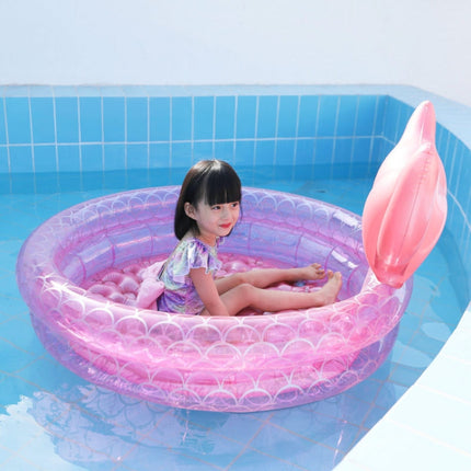 Inflatable Mermaid Shape Pool Home Children Baby Pink Round Swimming Pool Floating Air Cushion, Size: 120cm-garmade.com