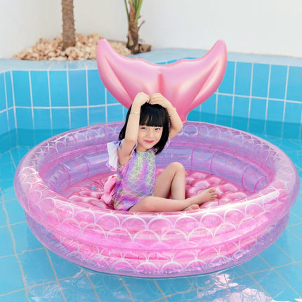 Inflatable Mermaid Shape Pool Home Children Baby Pink Round Swimming Pool Floating Air Cushion, Size: 120cm-garmade.com