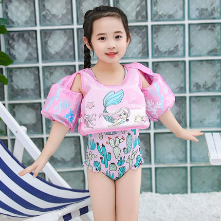 Vest-Style Children Life Jacket Baby Swimming Free Inflatable Arm Foam Life Buoy(Blue Tail Mermaid)-garmade.com