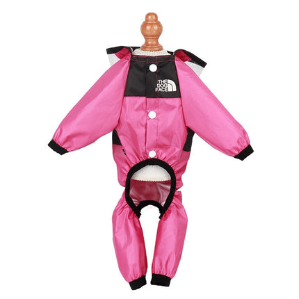 Seasons Universal Raincoat For Dogs Four-Legged Clothing Transparent PU Waterproof Clothing, Size: M(Rose Red)-garmade.com