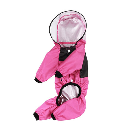 Seasons Universal Raincoat For Dogs Four-Legged Clothing Transparent PU Waterproof Clothing, Size: M(Rose Red)-garmade.com