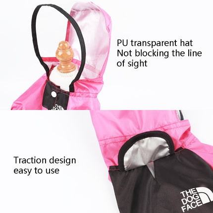 Seasons Universal Raincoat For Dogs Four-Legged Clothing Transparent PU Waterproof Clothing, Size: L(Rose Red)-garmade.com
