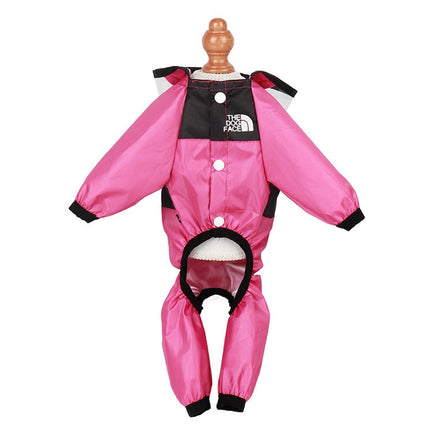 Seasons Universal Raincoat For Dogs Four-Legged Clothing Transparent PU Waterproof Clothing, Size: XL(Rose Red)-garmade.com