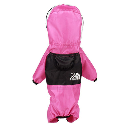 Seasons Universal Raincoat For Dogs Four-Legged Clothing Transparent PU Waterproof Clothing, Size: XXXXL(Rose Red)-garmade.com