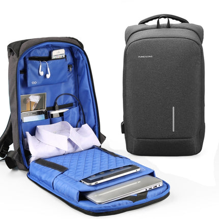 KINGSONS KS-3149 Laptop Backpack College Student Anti-Theft USB Shoulders Bag 15.6-inch (Dark Gray)-garmade.com
