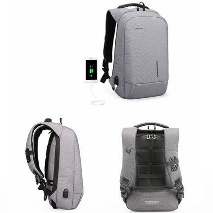 KINGSONS KS-3149 Laptop Backpack College Student Anti-Theft USB Shoulders Bag 13-inch (Light Gray)-garmade.com