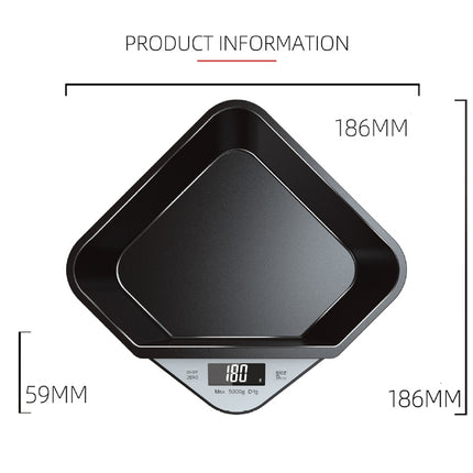 5kg/1g Kitchen Electronic Scale Coffee Scales Baking Food Scale Pallet Scale Pet Scale(Black Scale + Red Bowl)-garmade.com