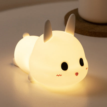 Cute Rabbit Pet Night Light Bedside Nursing Eye Protection Children Sleeping Silicone Lamp(Press Version )-garmade.com