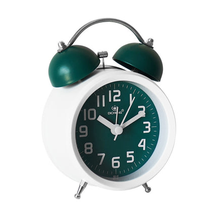 6016 Simple Bell Small Alarm Clock Students Learning Bedside Clock With Night Light(Green)-garmade.com