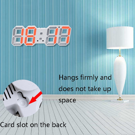 6609 3D Stereo LED Alarm Clock Living Room 3D Wall Clock, Colour: White-garmade.com