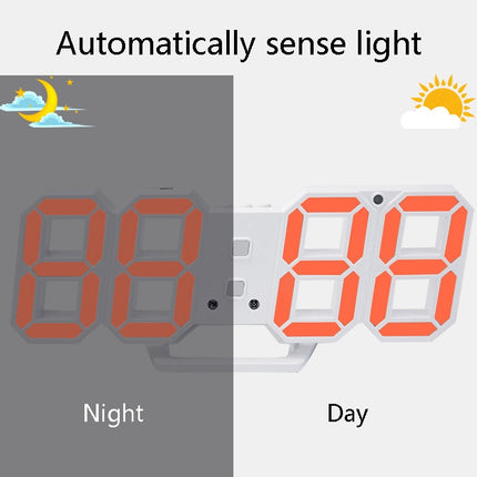 6609 3D Stereo LED Alarm Clock Living Room 3D Wall Clock, Colour: Red-garmade.com