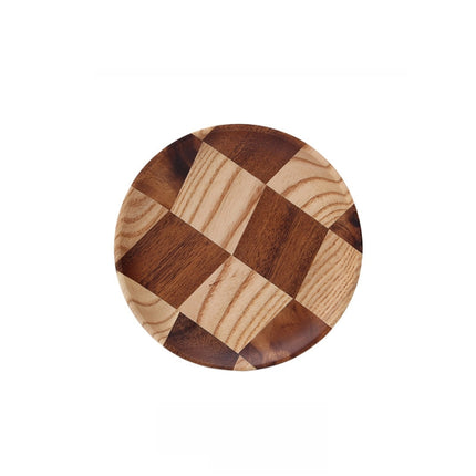 Wooden Tray Dinner Plate Household Fruit Cake Dessert Plate Wooden Dish Round 15cm-garmade.com