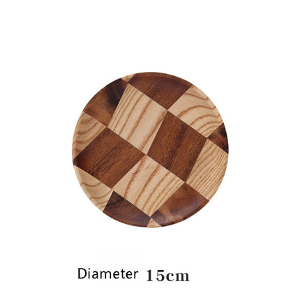 Wooden Tray Dinner Plate Household Fruit Cake Dessert Plate Wooden Dish Round 15cm-garmade.com