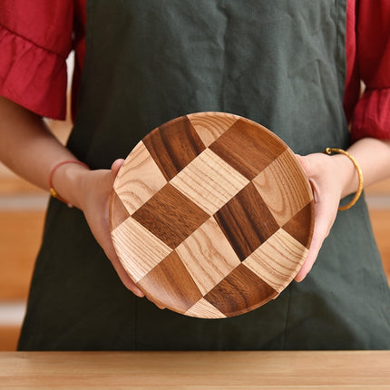 Wooden Tray Dinner Plate Household Fruit Cake Dessert Plate Wooden Dish Round 15cm-garmade.com