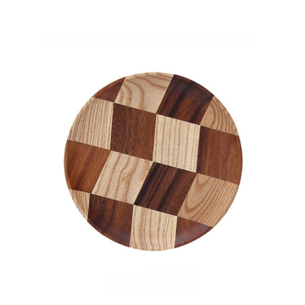 Wooden Tray Dinner Plate Household Fruit Cake Dessert Plate Wooden Dish Round 18cm-garmade.com