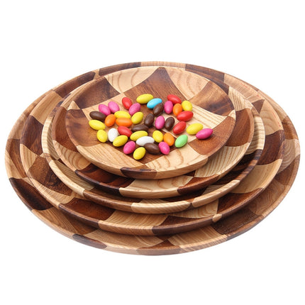 Wooden Tray Dinner Plate Household Fruit Cake Dessert Plate Wooden Dish Round 18cm-garmade.com