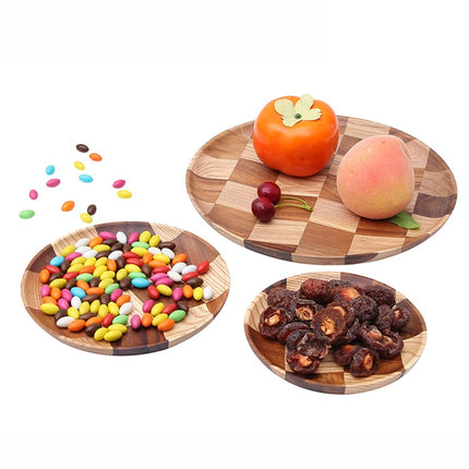 Wooden Tray Dinner Plate Household Fruit Cake Dessert Plate Wooden Dish Round 18cm-garmade.com