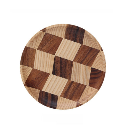 Wooden Tray Dinner Plate Household Fruit Cake Dessert Plate Wooden Dish Round 20cm-garmade.com