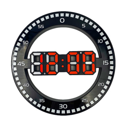 DS-3688L Living Room 3D Wall Clock Big Screen LED Electronic Clock, Colour: Black+Red-garmade.com