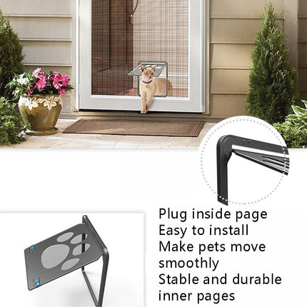 Pet Supplies Dog Paw Print Door Bite-Proof Small Dog Cat Screen Window Door Cat And Dog Door(Black)-garmade.com