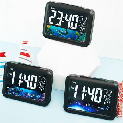 Color Screen Children Electronic Alarm Clock LCD Bedside Alarm Clock(Black Whale)-garmade.com