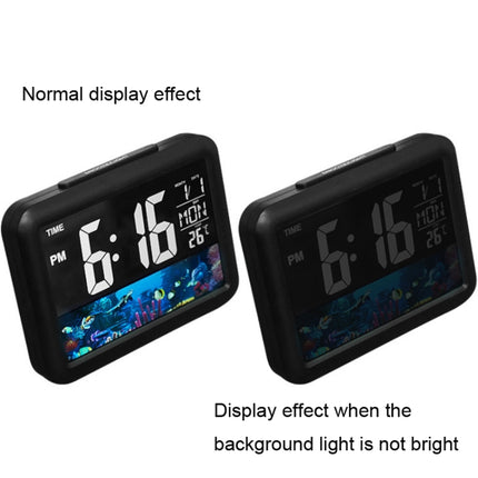 Color Screen Children Electronic Alarm Clock LCD Bedside Alarm Clock(Black Shell Turtle)-garmade.com