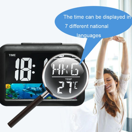 Color Screen Children Electronic Alarm Clock LCD Bedside Alarm Clock(Black Shell Universe)-garmade.com