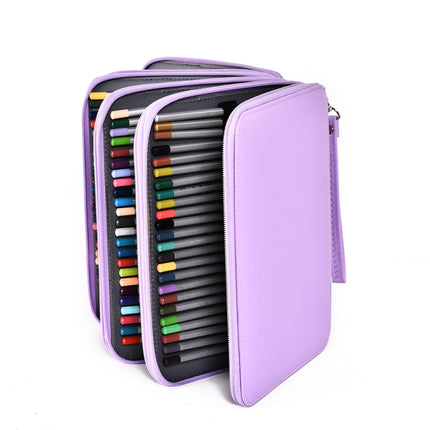184 Hole Art Storage Pencil Case Multicolor Sketch Pen Color Lead Large Capacity Stationery Box(Purple)-garmade.com