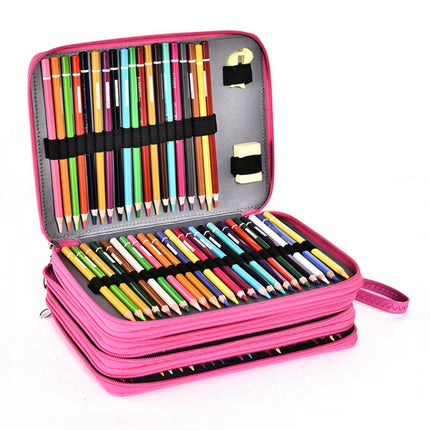 184 Hole Art Storage Pencil Case Multicolor Sketch Pen Color Lead Large Capacity Stationery Box(Lake Blue)-garmade.com