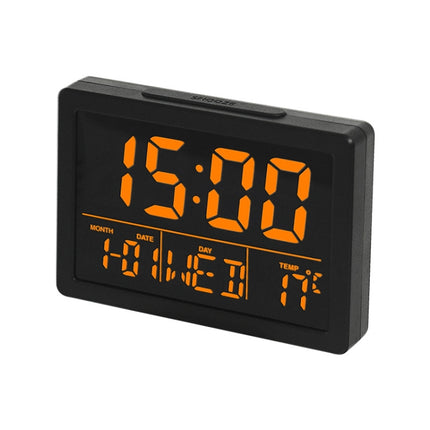 Large Screen LED Clock Bedside Multifunctional Electronic Alarm Clock(Black Shell Orange Light)-garmade.com