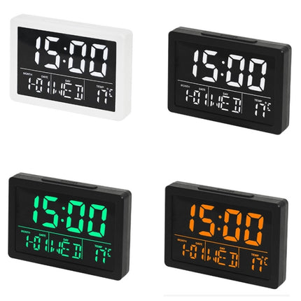 Large Screen LED Clock Bedside Multifunctional Electronic Alarm Clock(Black Shell White Light)-garmade.com