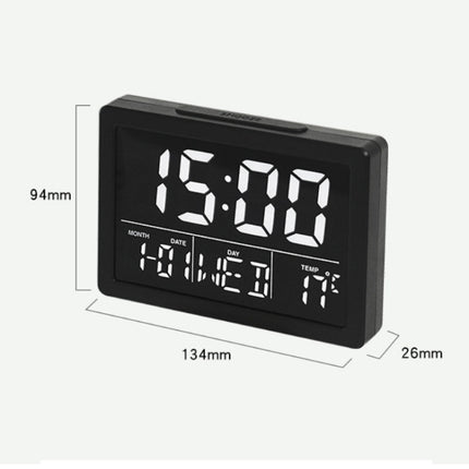 Large Screen LED Clock Bedside Multifunctional Electronic Alarm Clock(White Shell White Light)-garmade.com