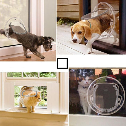 Pet Supplies PC Material Round Glass Door Cat Puppy Door Hole(Transparent)-garmade.com