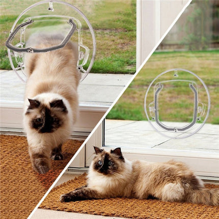 Pet Supplies PC Material Round Glass Door Cat Puppy Door Hole(Transparent)-garmade.com