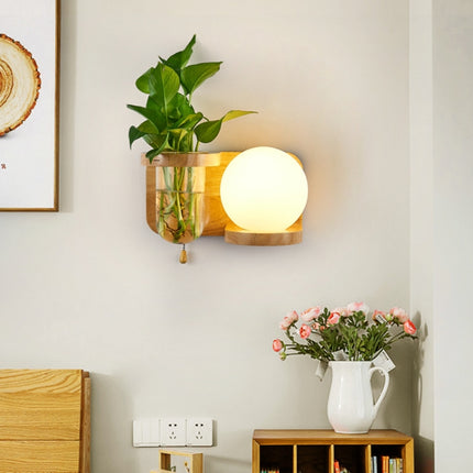 Wooden Bedside Wall Lamp Led Indoor Corridor Aisle Balcony Wall Lamp, Power source: Without Light Bulb(5026 Right)-garmade.com