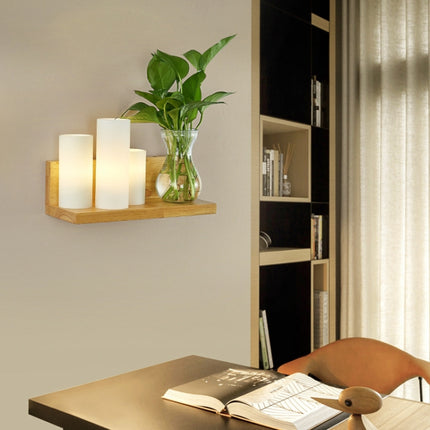 Wooden Bedside Wall Lamp Led Indoor Corridor Aisle Balcony Wall Lamp, Power source: 12W Tri-color Light(5026 Left)-garmade.com
