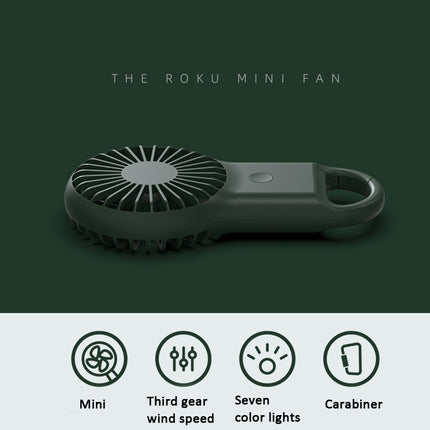 Handheld Pocket Mini Small Fan Portable Charging Outdoor USB Fan With 7 Color Light(ArmyGreen)-garmade.com