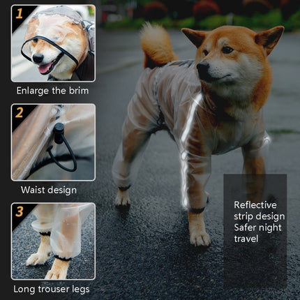 Dog Raincoat Four Foot Waterproof Transparent Reflective Poncho, Size: XS(Matte White)-garmade.com