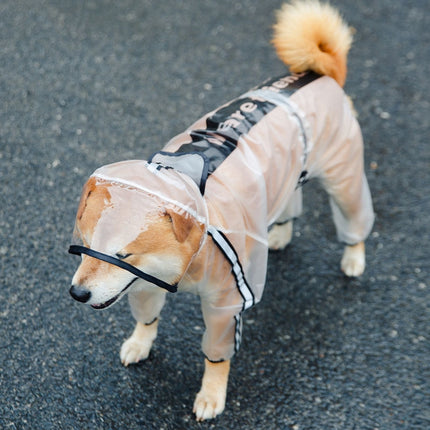 Dog Raincoat Four Foot Waterproof Transparent Reflective Poncho, Size: M(Matte White)-garmade.com