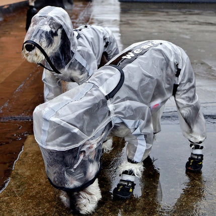 Dog Raincoat Four Foot Waterproof Transparent Reflective Poncho, Size: M(Matte White)-garmade.com