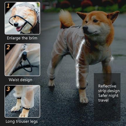 Dog Raincoat Four Foot Waterproof Transparent Reflective Poncho, Size: L(Matte White)-garmade.com