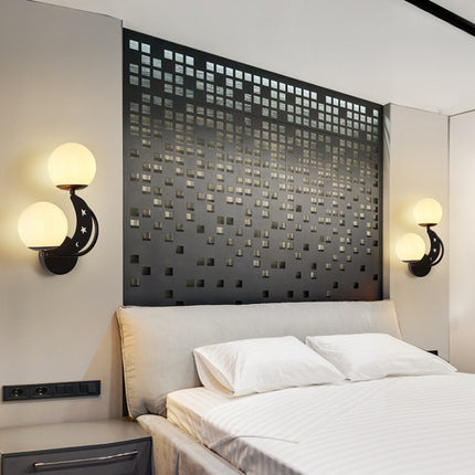 Bedroom Bedside Wall Lamp Indoor Background Wall Lamp Without Light Bulb(6082 Black Right)-garmade.com