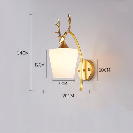 LED Glass Wall Bedroom Bedside Lamp Living Room Study Staircase Wall Lamp, Power source: Without Light Bulb(3030 Golden Milk White)-garmade.com